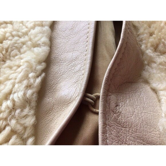 Vintage 1960’s Sherpa Leather Vest Al Thompson of Portland Men’s Beige Flaw M/L - Picture 15 of 15
